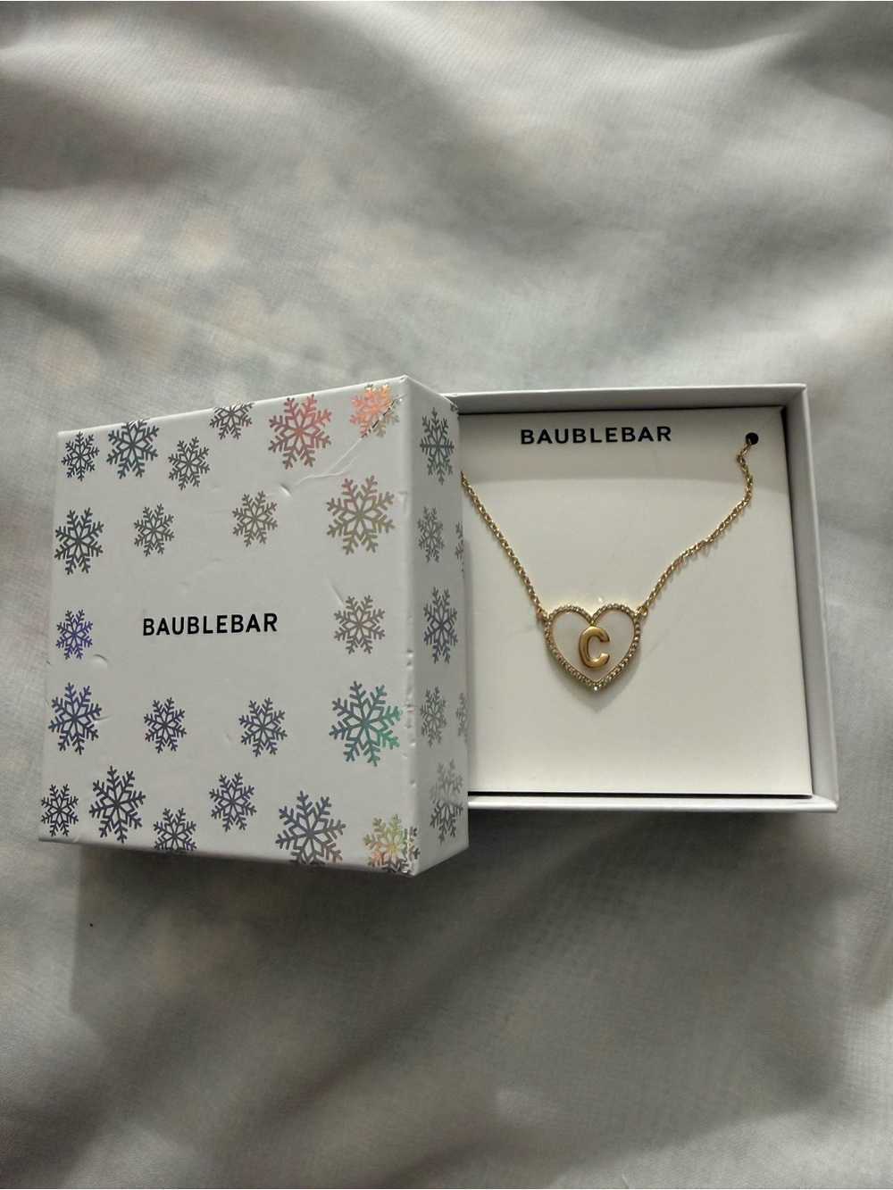 BaubleBar Gold Heart Initial C Pendant Necklace